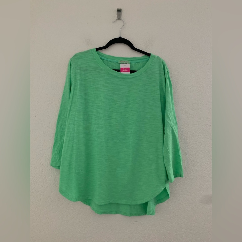 Fresh Produce Women’s Size Large Green Cotton Jersey Catalina 3/4 Sleeve Top